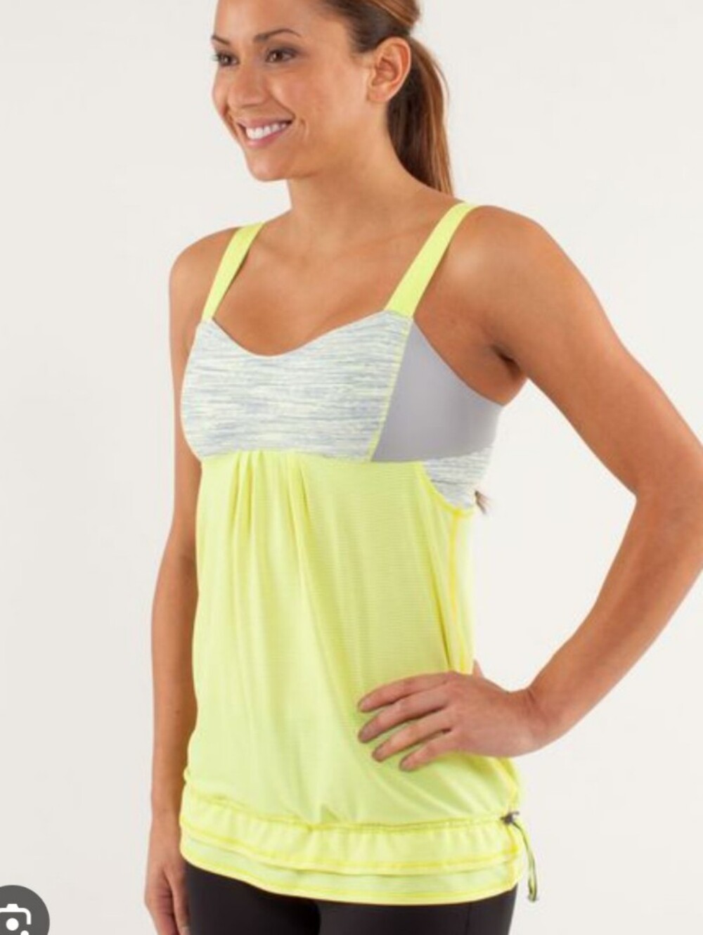 Lululemon Run: Back On Track Tank grey yellow size 6